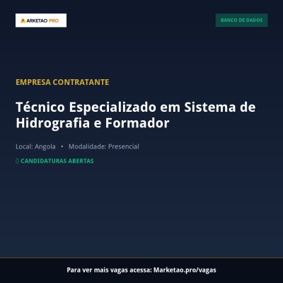 Técnico Especializado em Sistema de Hidrografia e Formador