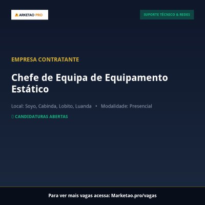 Chefe de Equipa de Equipamento Estático