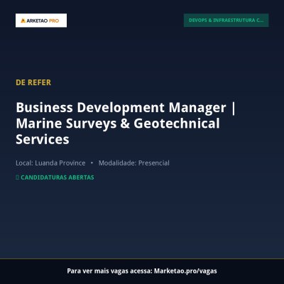Business Development Manager | Marine Surveys & Geotechnical Services