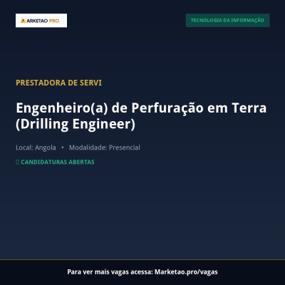 Engenheiro(a) de Perfuração em Terra (Drilling Engineer)