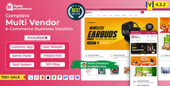 Ready eCommerce v4.5.2 – Plataforma E-commerce Multi-Vendedor com App Android e iOS descarregar