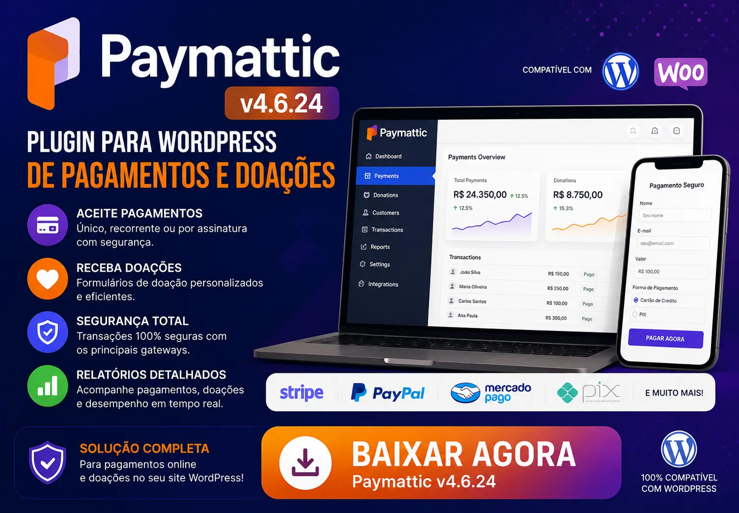 Paymattic v4.6.24 – Plugin de Pagamentos e Doações download